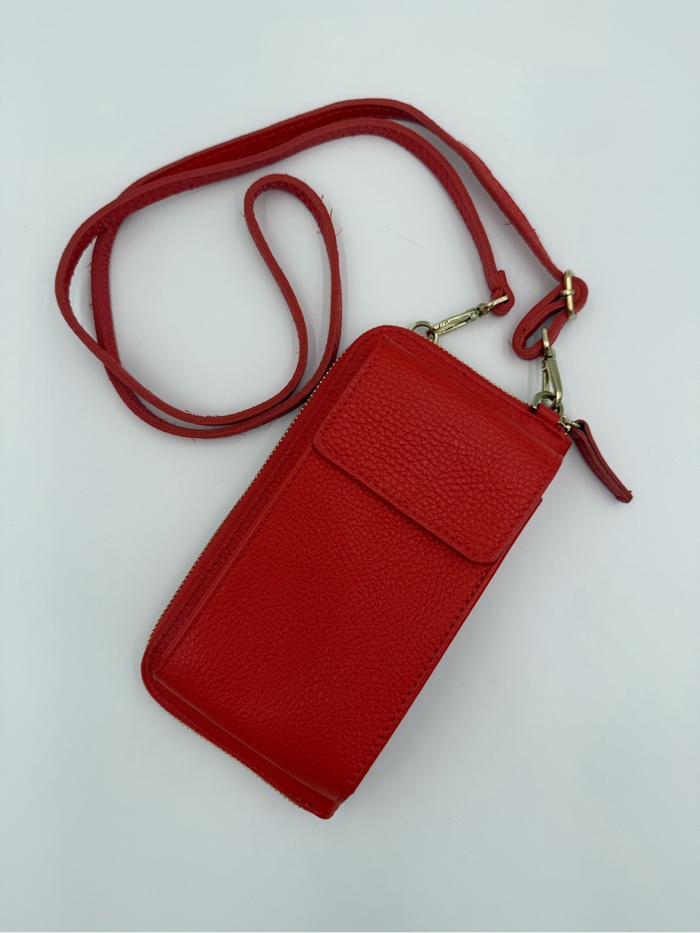 Elie Beaumont London Phone Bag Leather Crossbody Phone Wallet NWOT Orange
